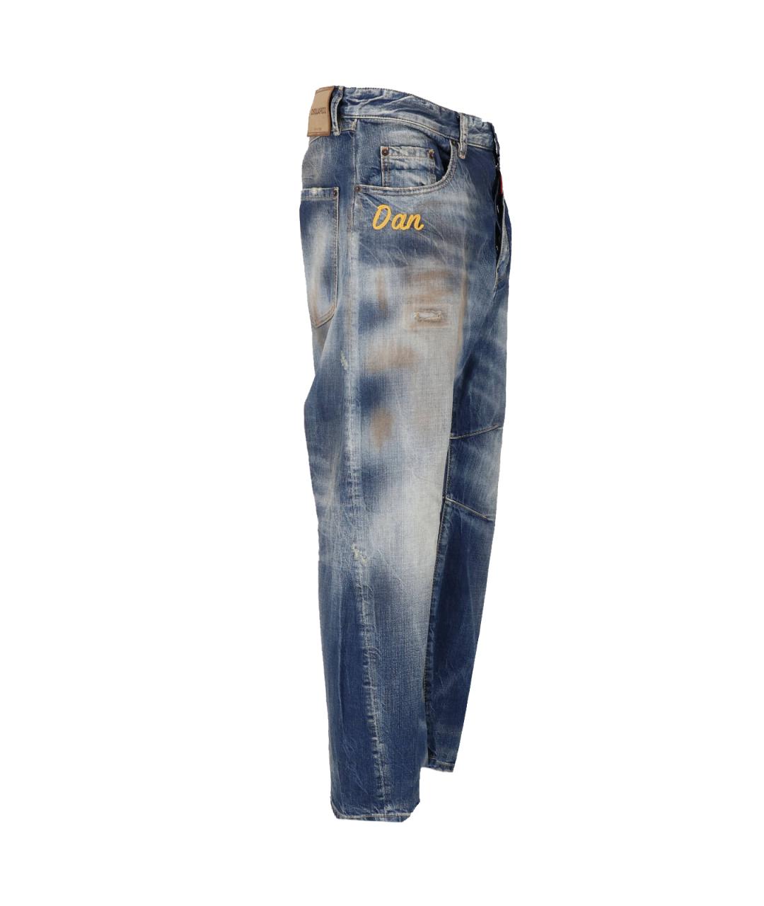 DSQUARED2 Синие хлопковые прямые джинсы, фото 3