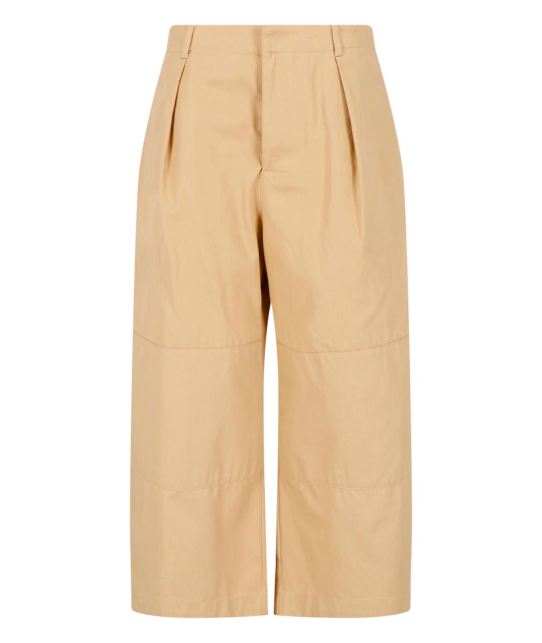 LOEWE Бежевые хлопковые прямые брюки, фото 1