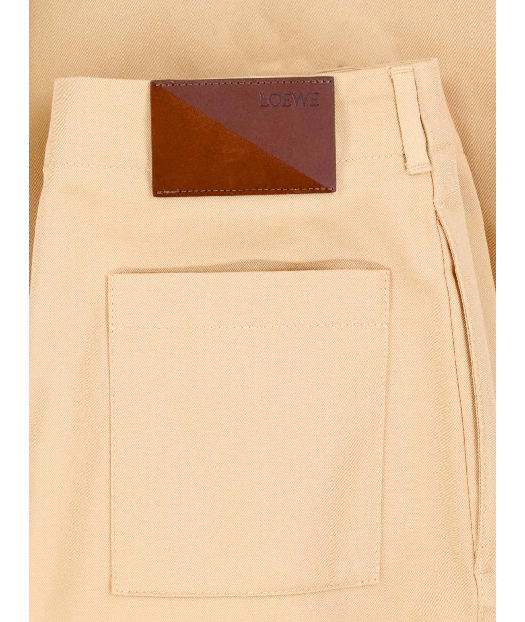 LOEWE Бежевые хлопковые прямые брюки, фото 4