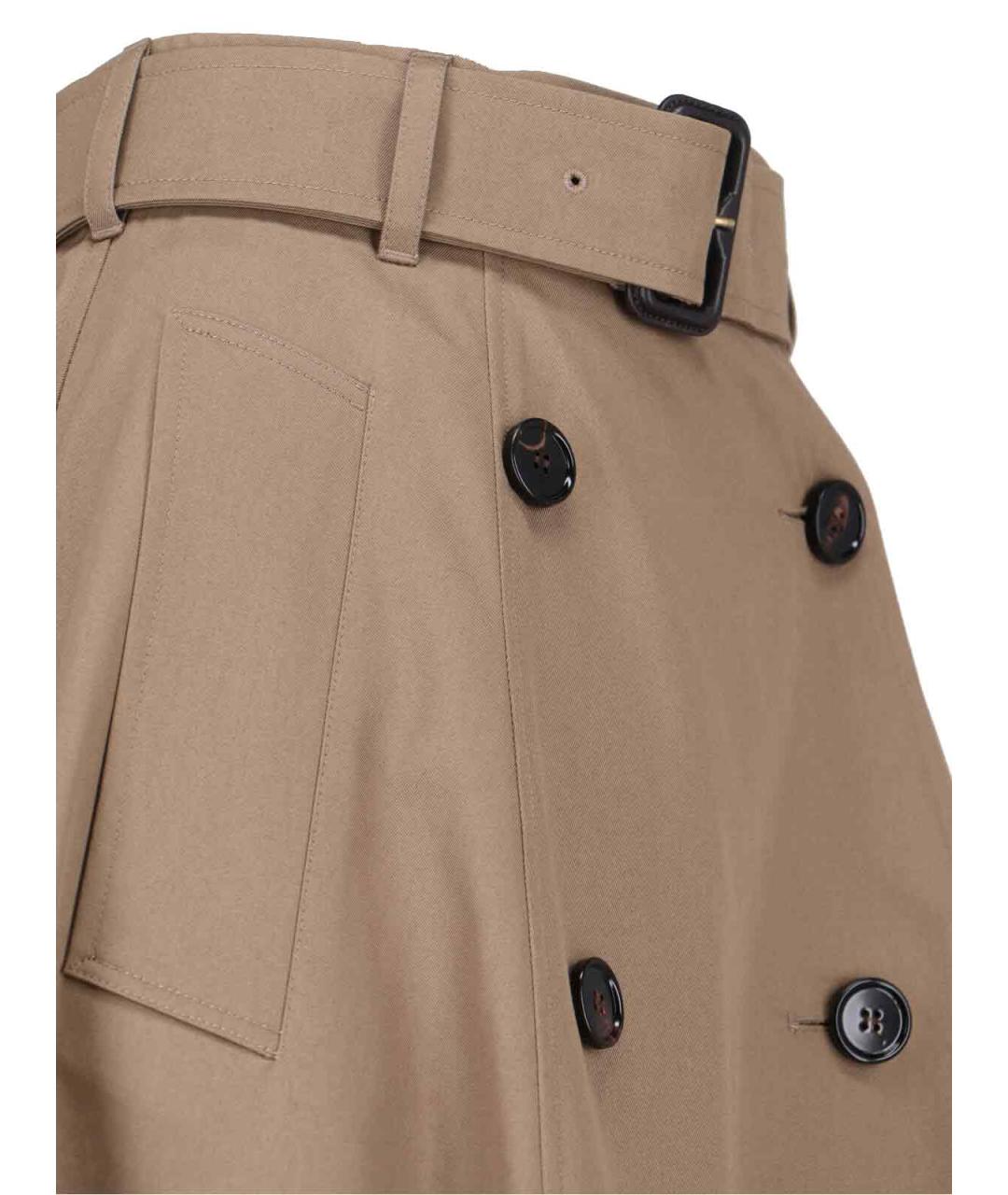 BURBERRY Бежевая хлопковая юбка миди, фото 4