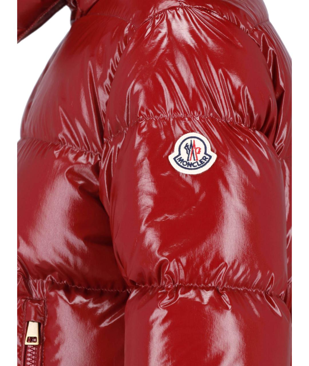 MONCLER Красный полиамидовый пуховик, фото 4