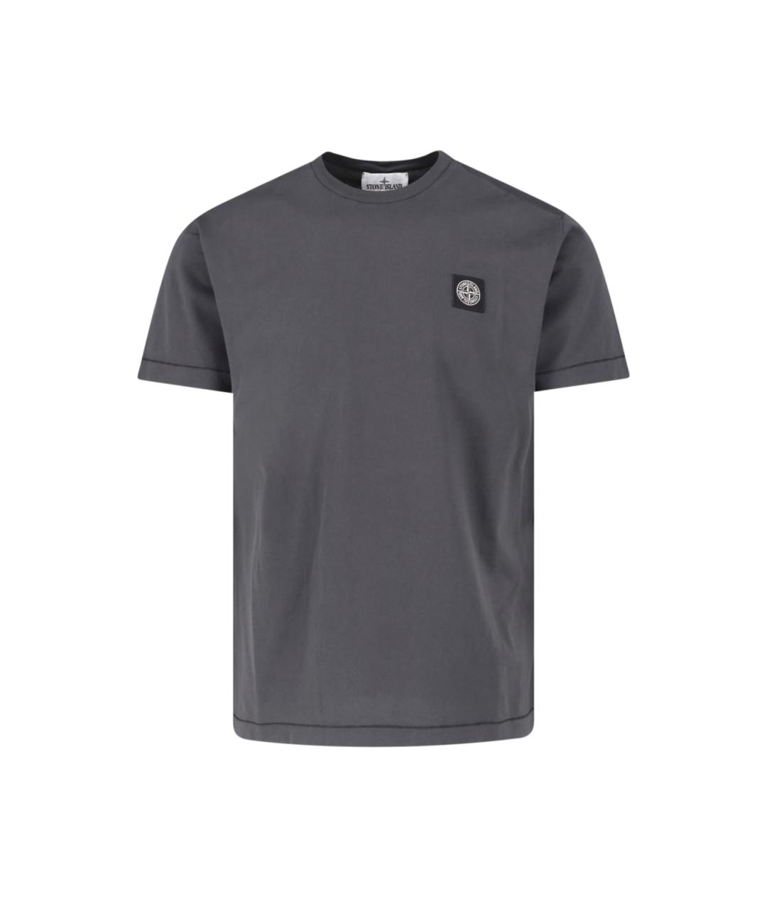 STONE ISLAND Серая хлопковая футболка, фото 1