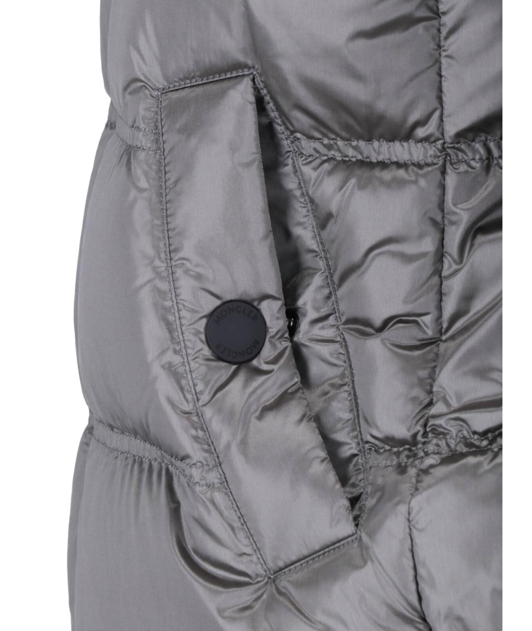 MONCLER Серый полиамидовый пуховик, фото 4