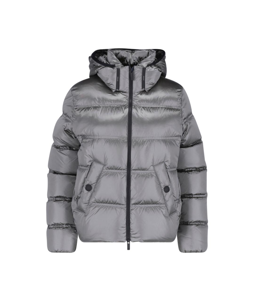 MONCLER Серый полиамидовый пуховик, фото 1