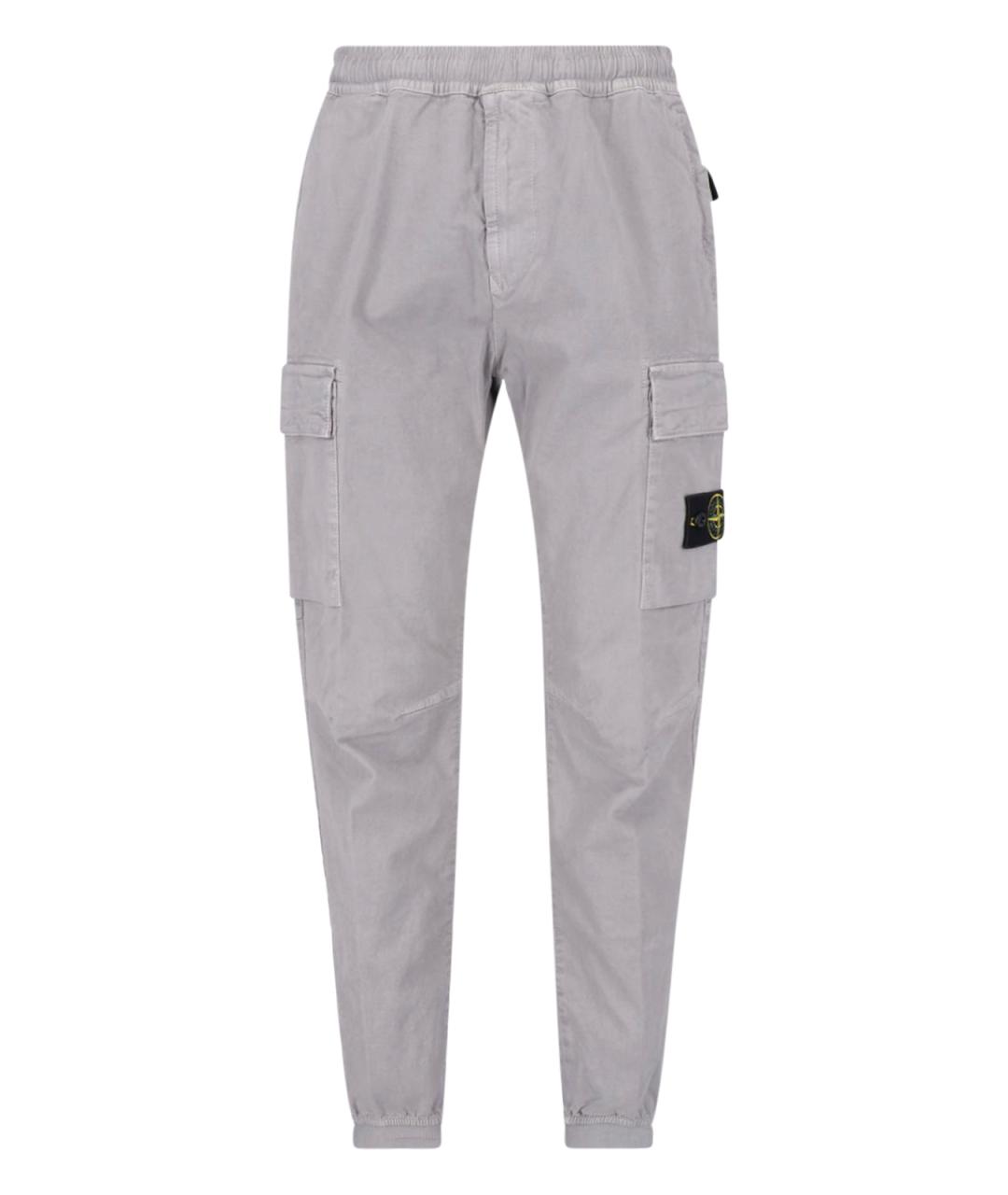 STONE ISLAND Серые хлопковые повседневные брюки, фото 1