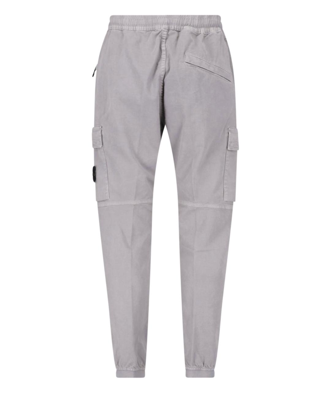 STONE ISLAND Серые хлопковые повседневные брюки, фото 2