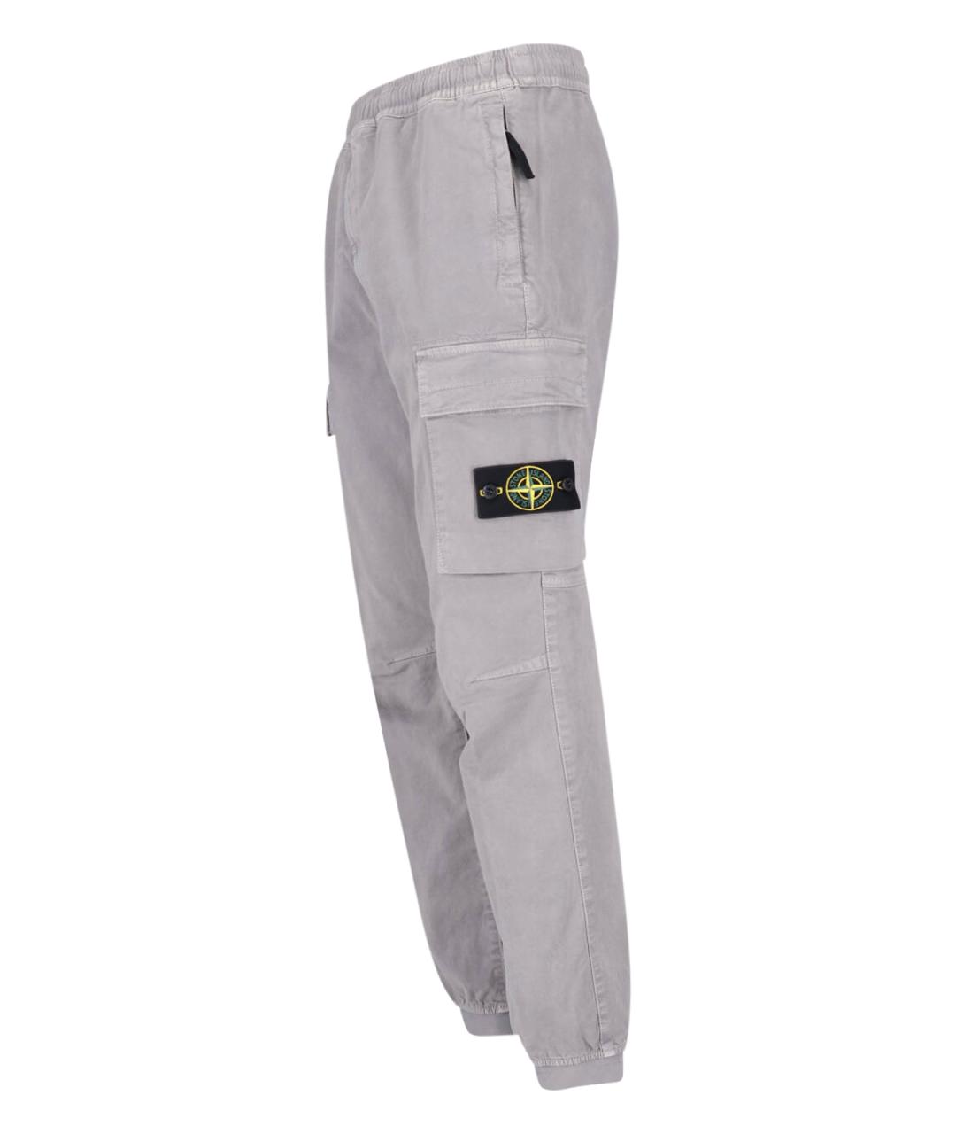STONE ISLAND Серые хлопковые повседневные брюки, фото 3