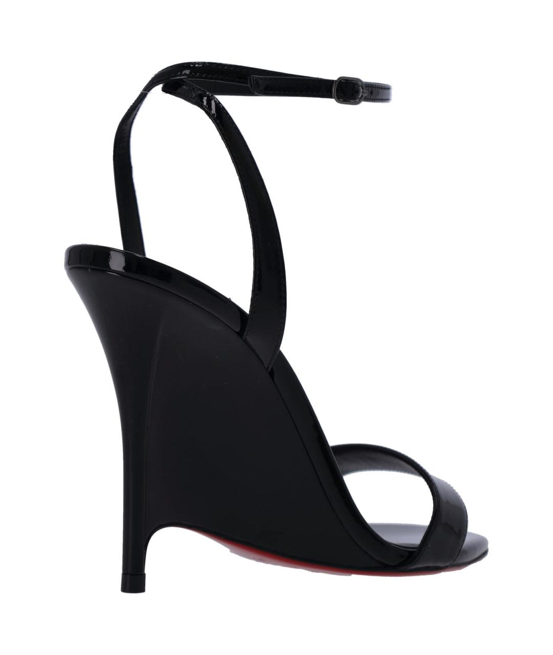 CHRISTIAN LOUBOUTIN Черные кожаные босоножки, фото 4