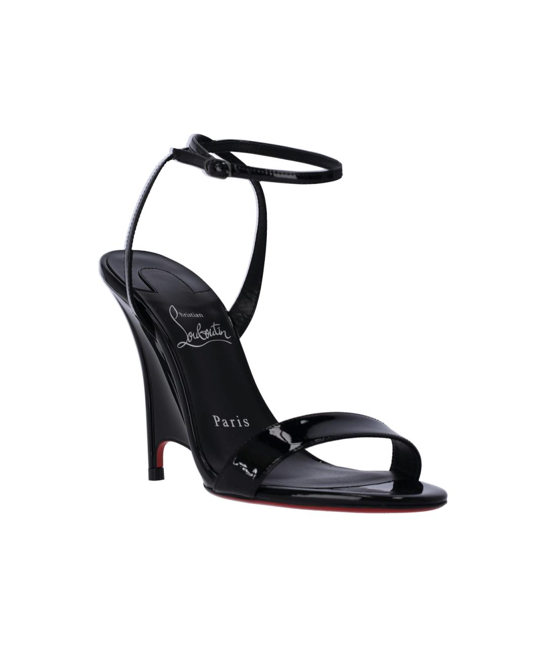 CHRISTIAN LOUBOUTIN Черные кожаные босоножки, фото 2