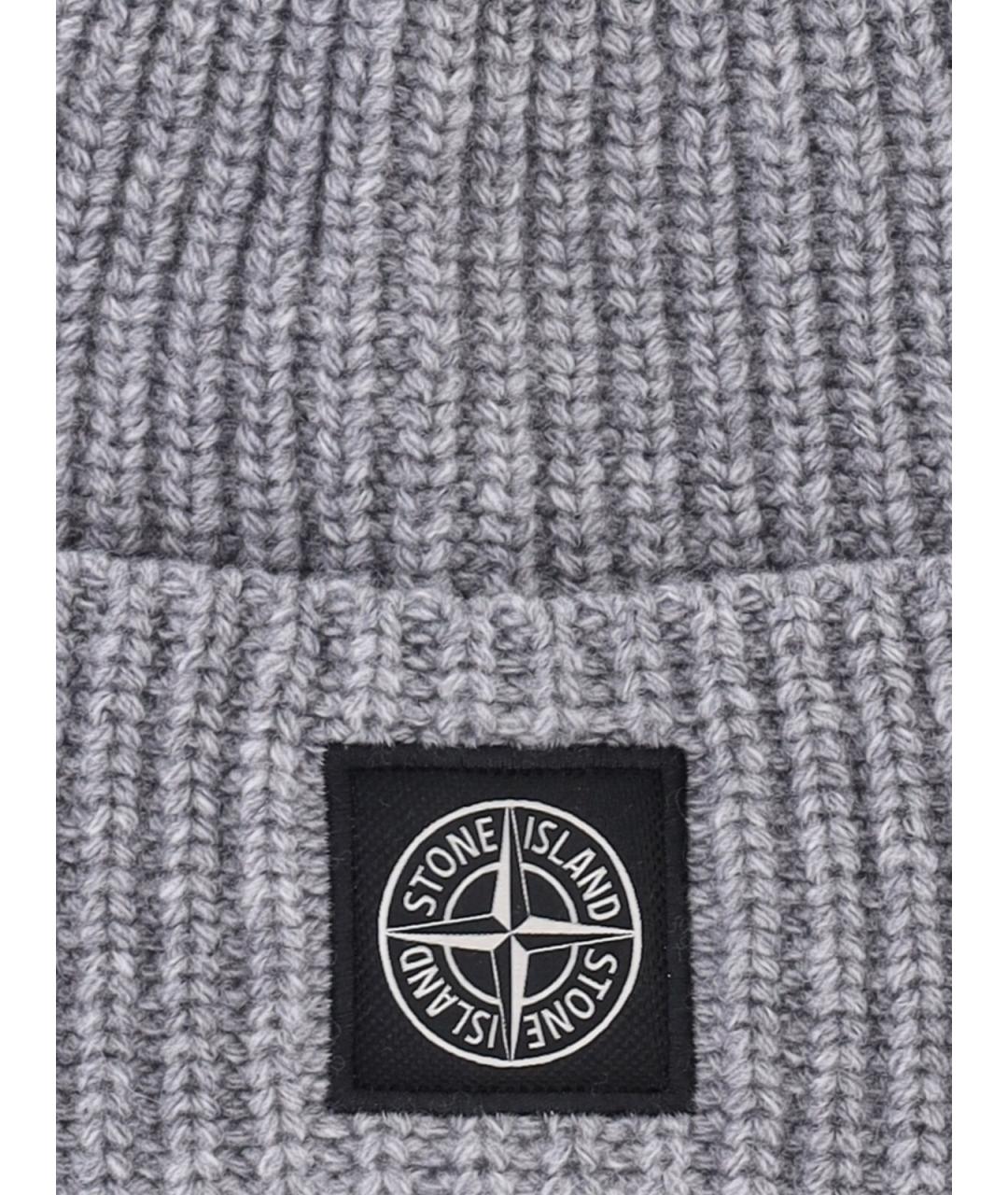 STONE ISLAND Серая шерстяная шапка, фото 3