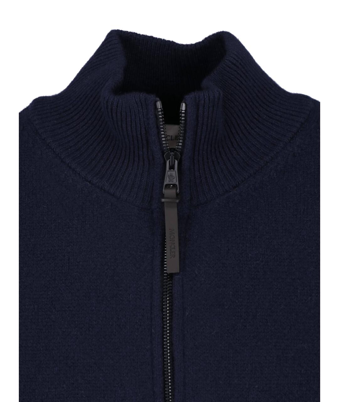 MONCLER Темно-синий шерстяной кардиган, фото 5