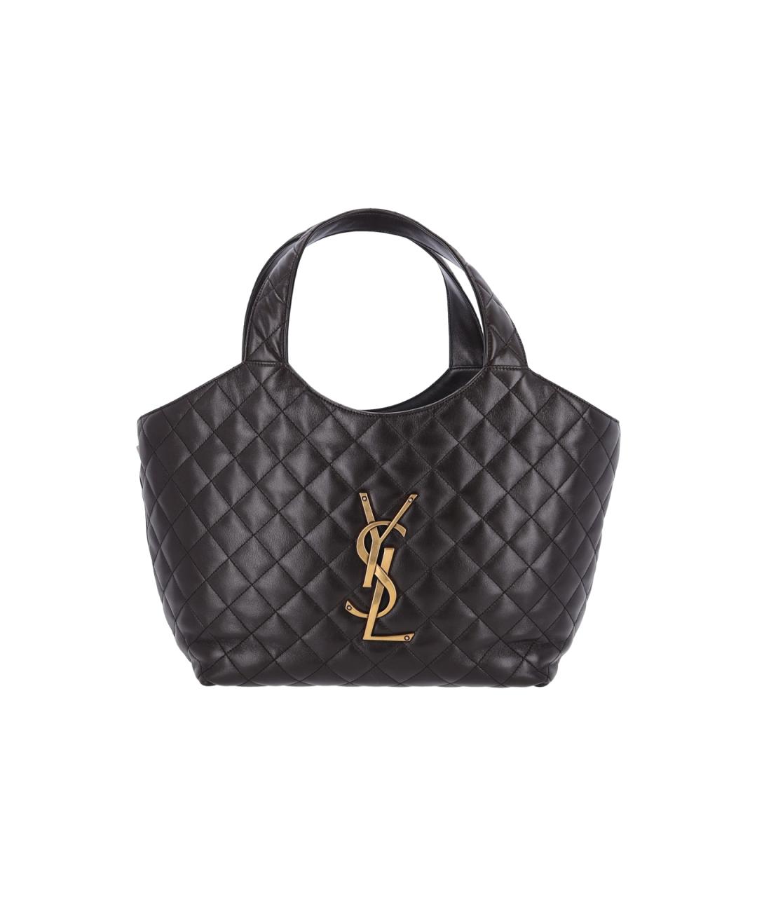SAINT LAURENT Коричневая кожаная сумка тоут, фото 6