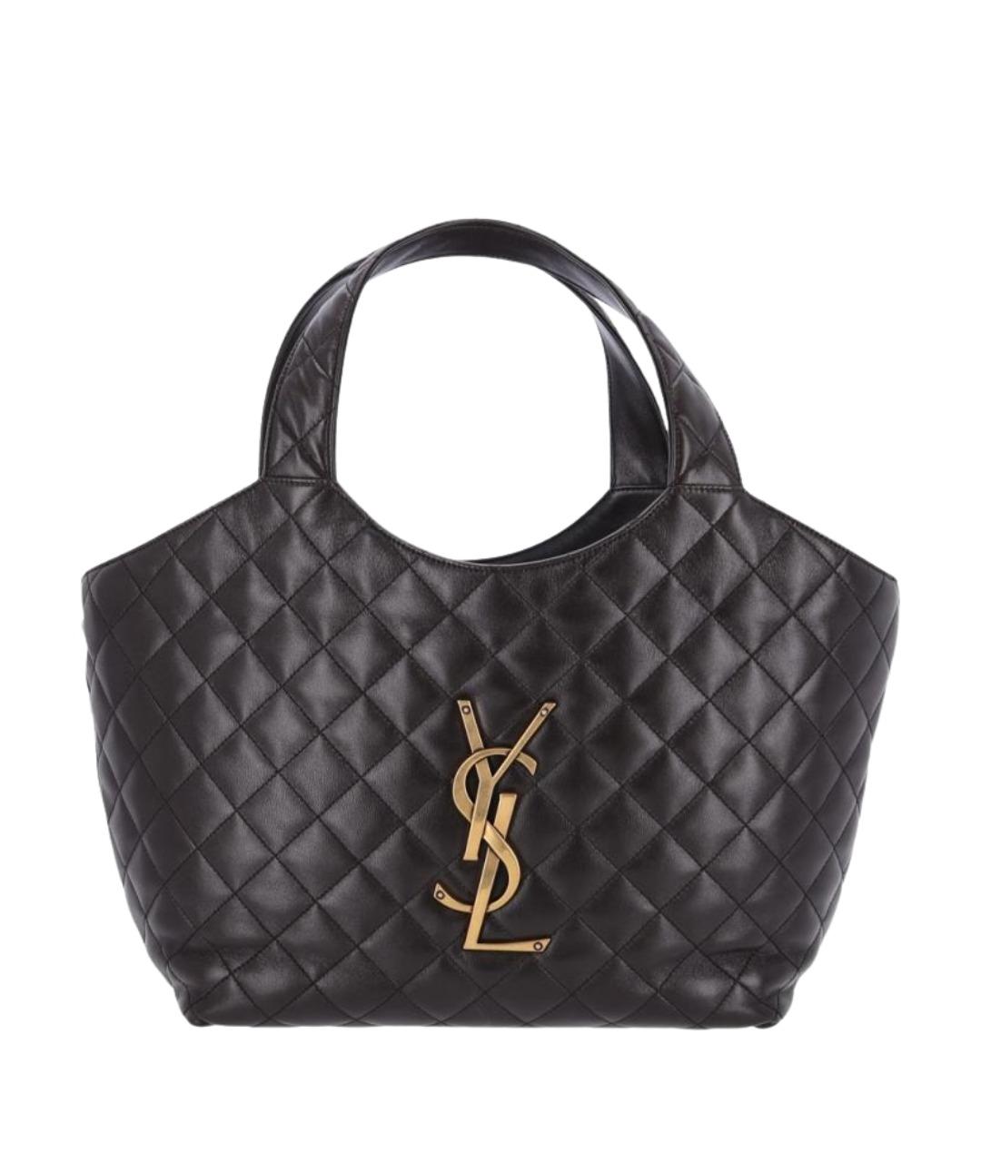 SAINT LAURENT Коричневая кожаная сумка тоут, фото 1