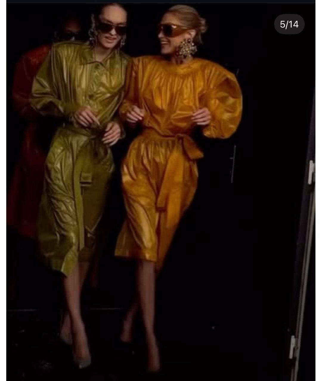 SAINT LAURENT Оранжевое полиамидовое платье, фото 6