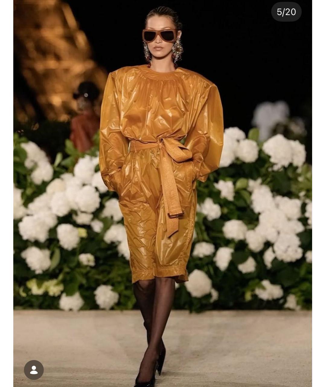 SAINT LAURENT Оранжевое полиамидовое платье, фото 4