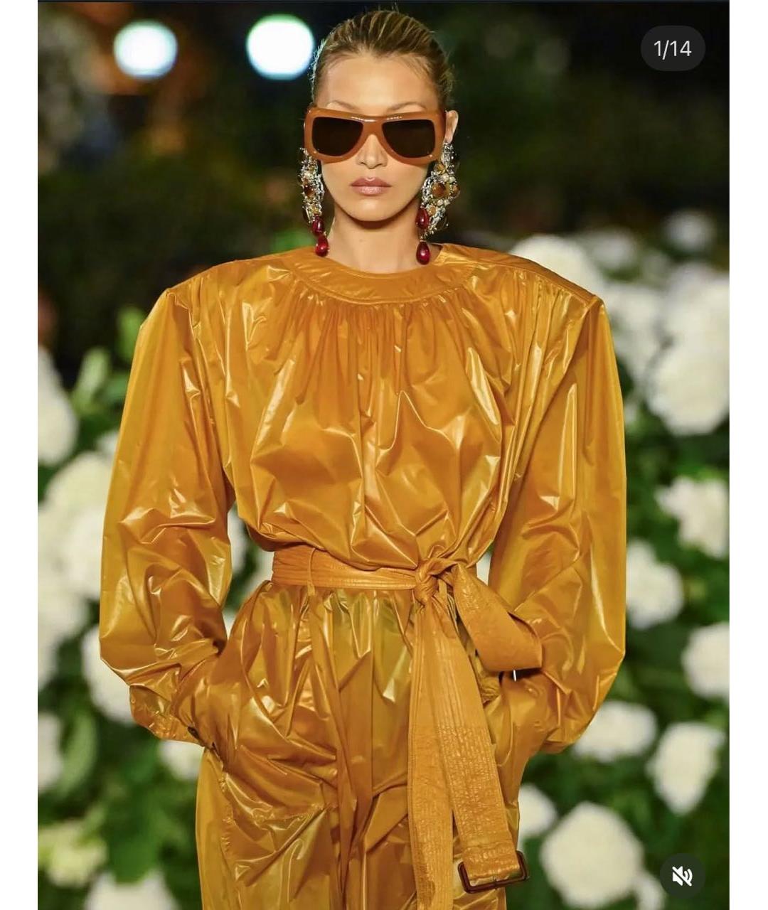 SAINT LAURENT Оранжевое полиамидовое платье, фото 3