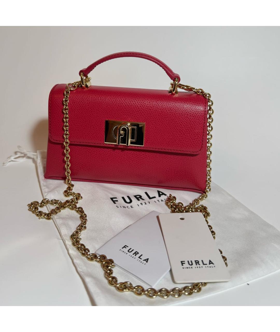 FURLA Розовая кожаная сумка через плечо, фото 5
