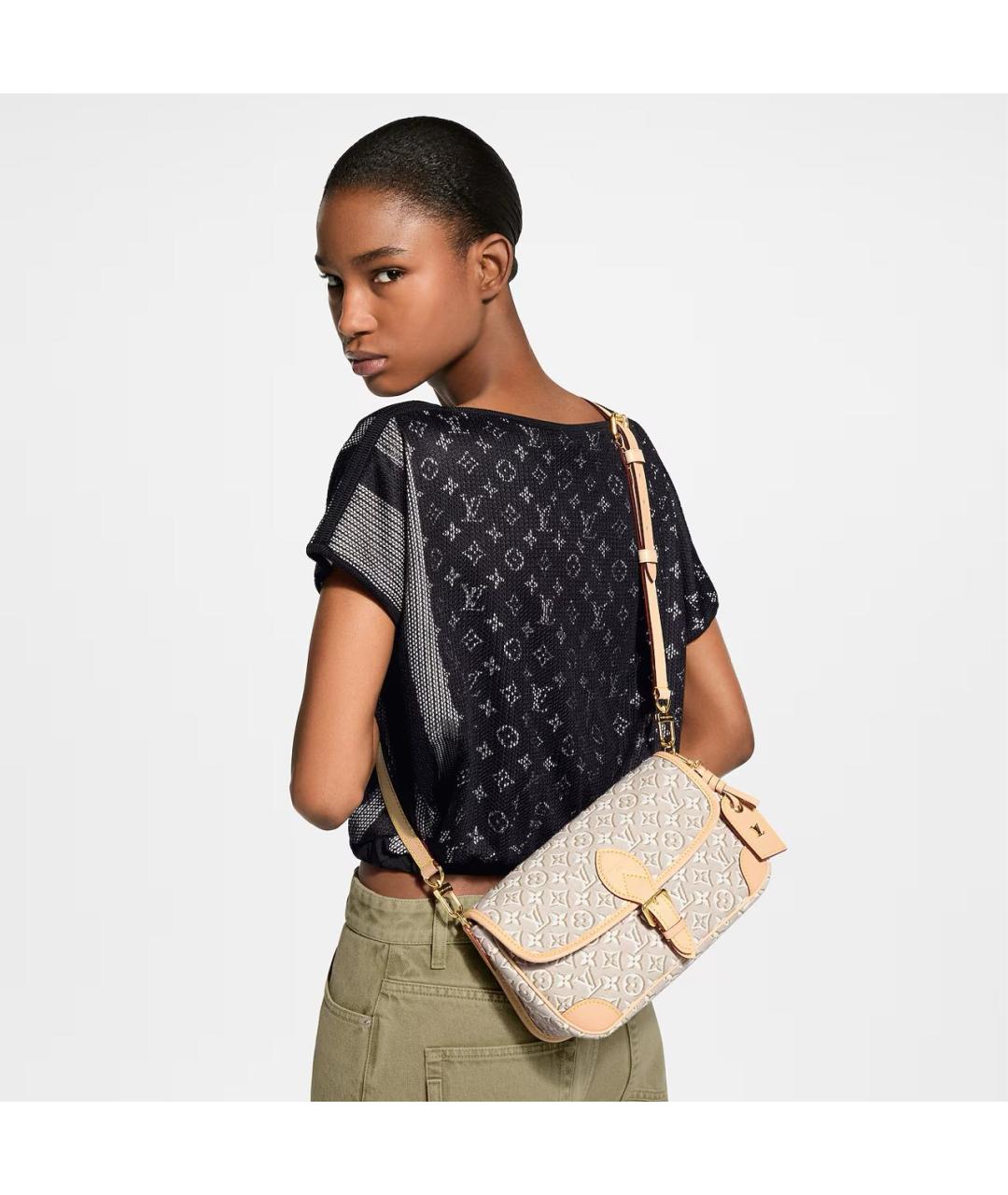 LOUIS VUITTON Бежевая сумка с короткими ручками из канвы, фото 5