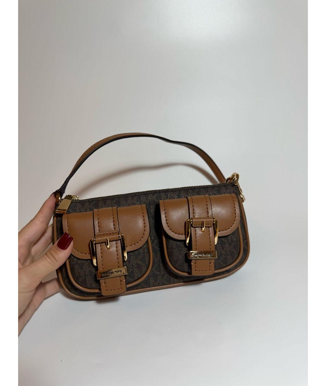 MICHAEL KORS Коричневая кожаная сумка с короткими ручками, фото 6