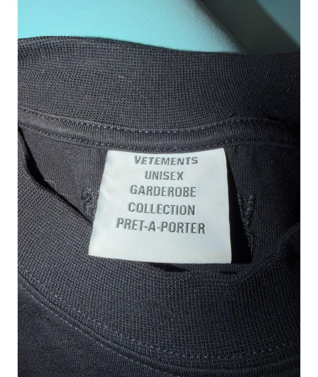VETEMENTS Черная хлопковая футболка, фото 2