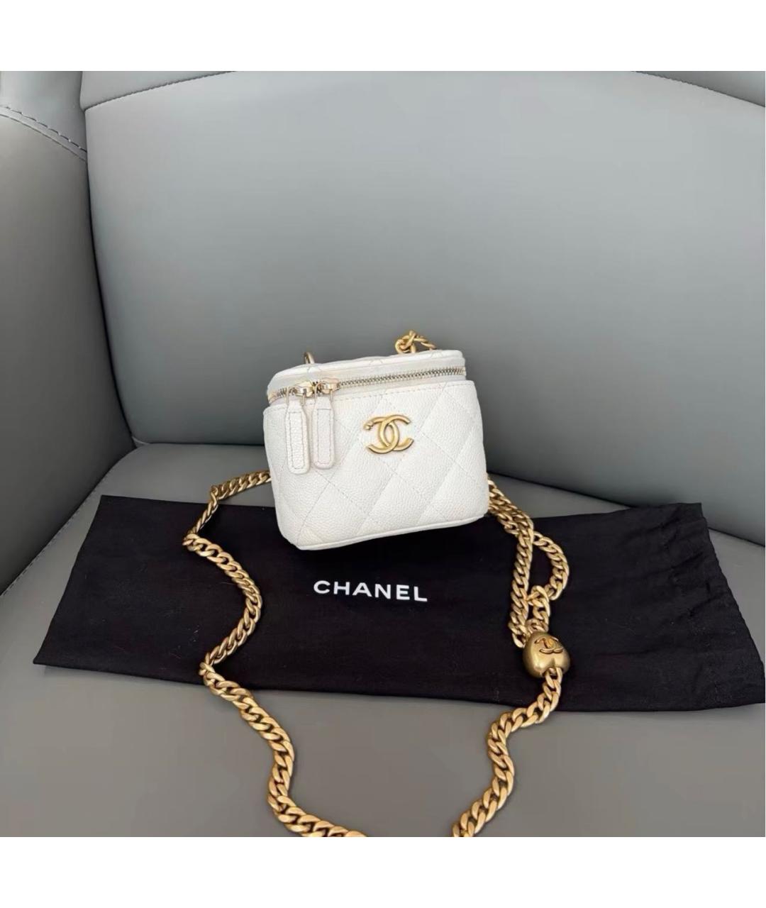 CHANEL Белая кожаная сумка через плечо, фото 8