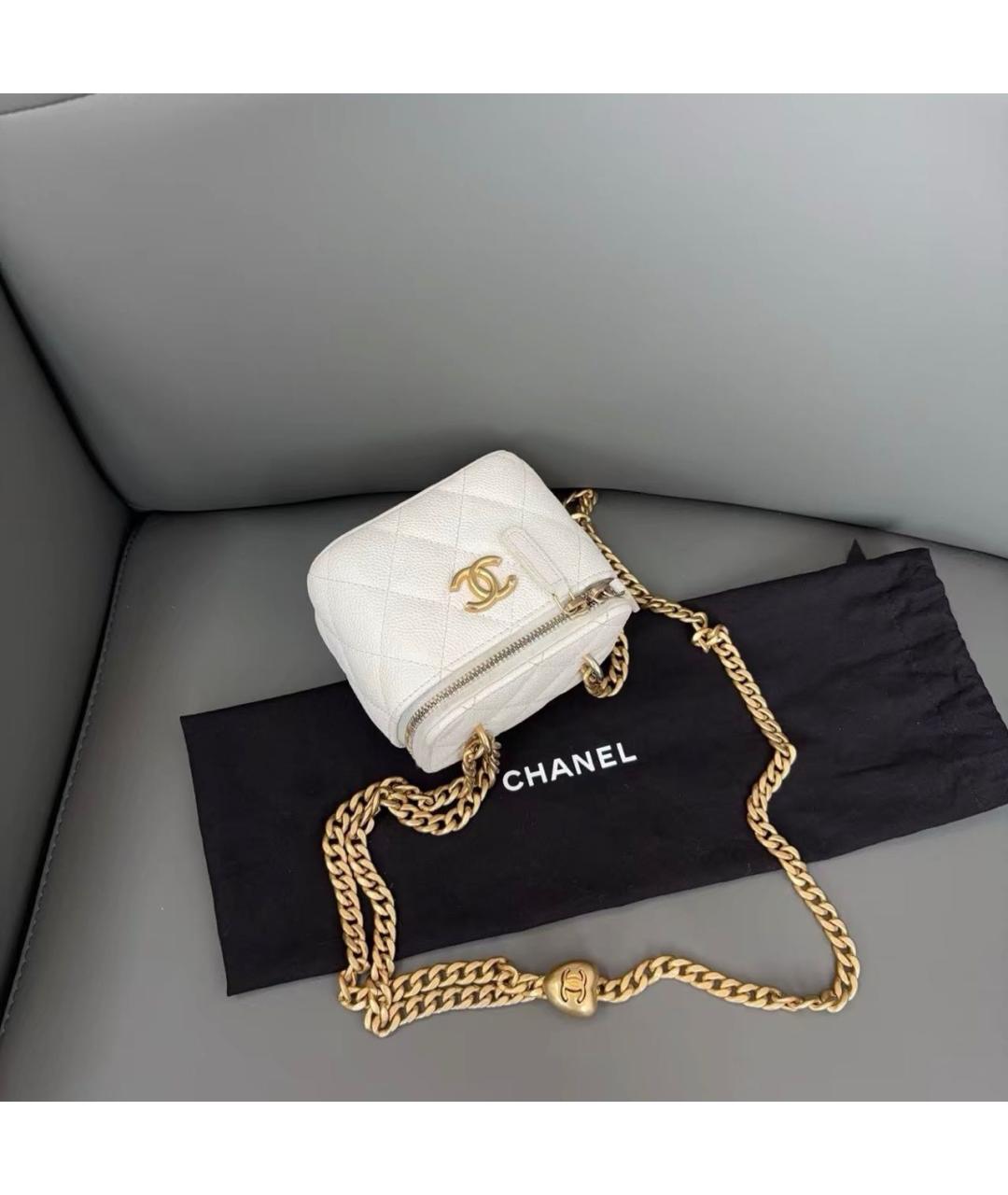 CHANEL Белая кожаная сумка через плечо, фото 4