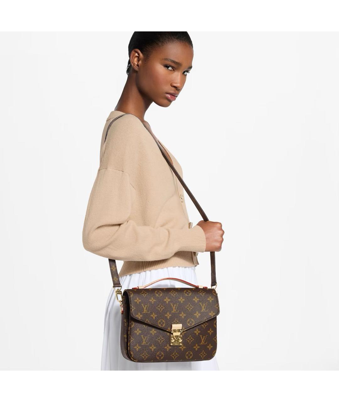 LOUIS VUITTON Коричневая кожаная сумка через плечо, фото 4