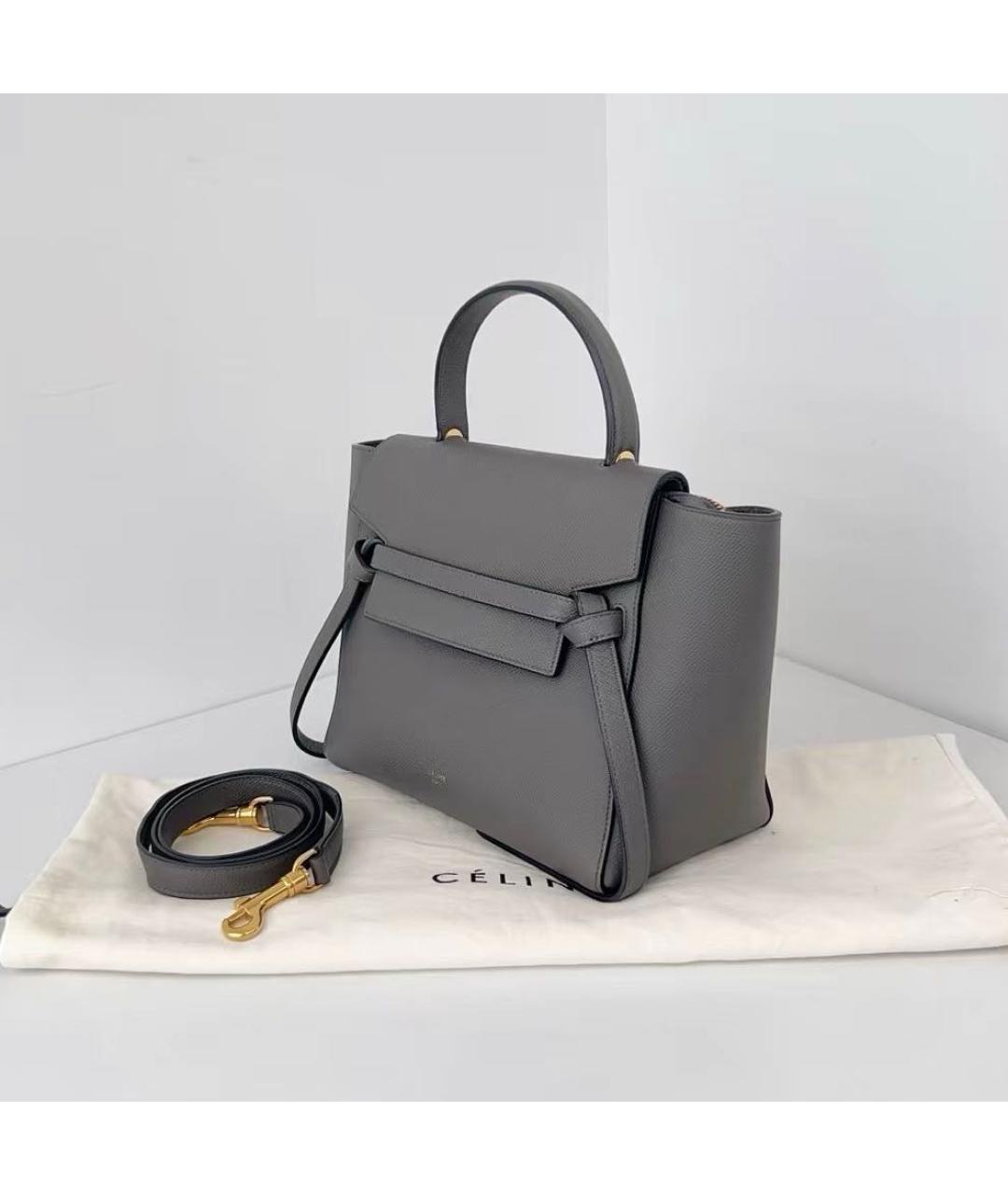 CELINE Антрацитовая кожаная сумка через плечо, фото 4