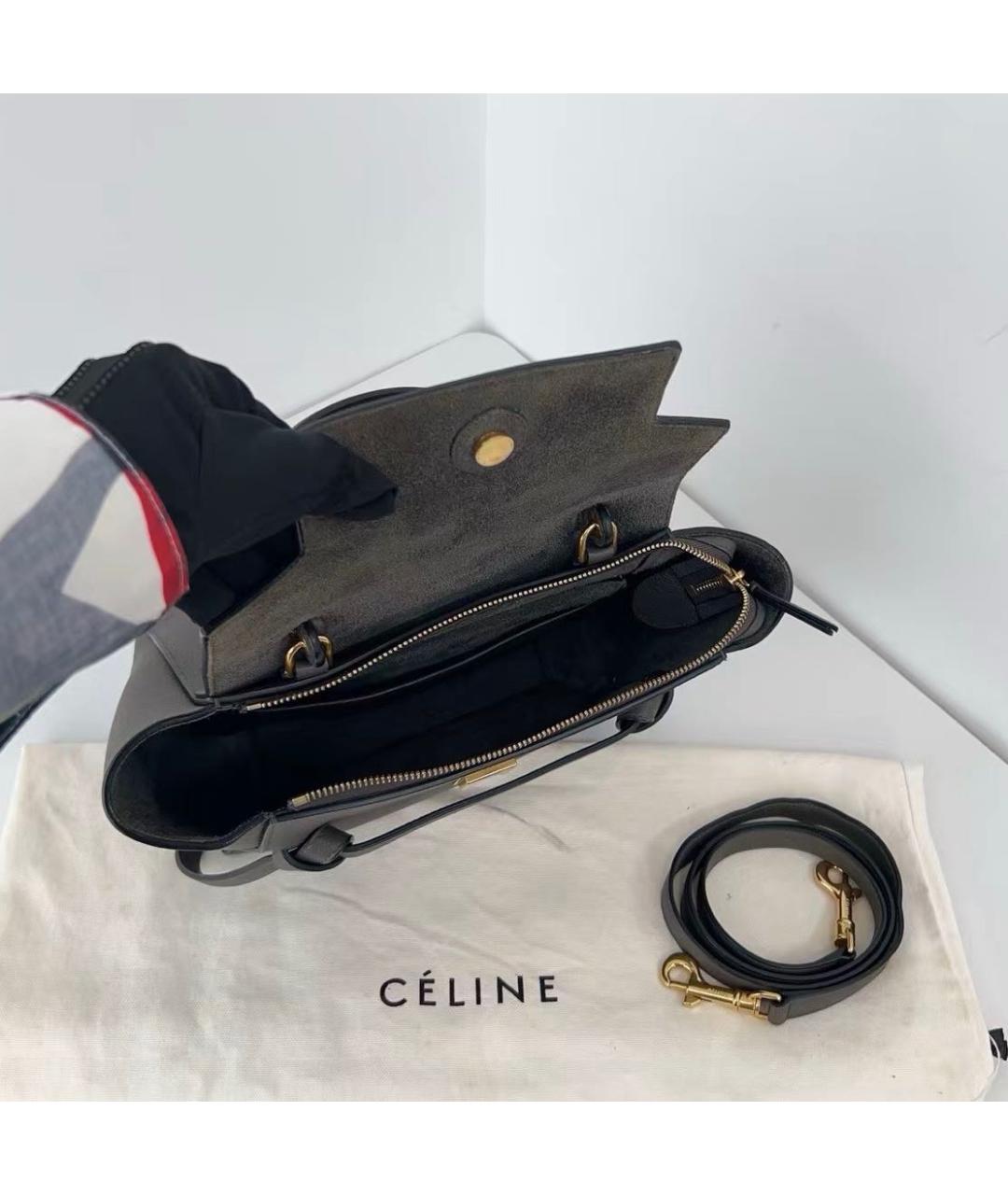 CELINE Антрацитовая кожаная сумка через плечо, фото 8