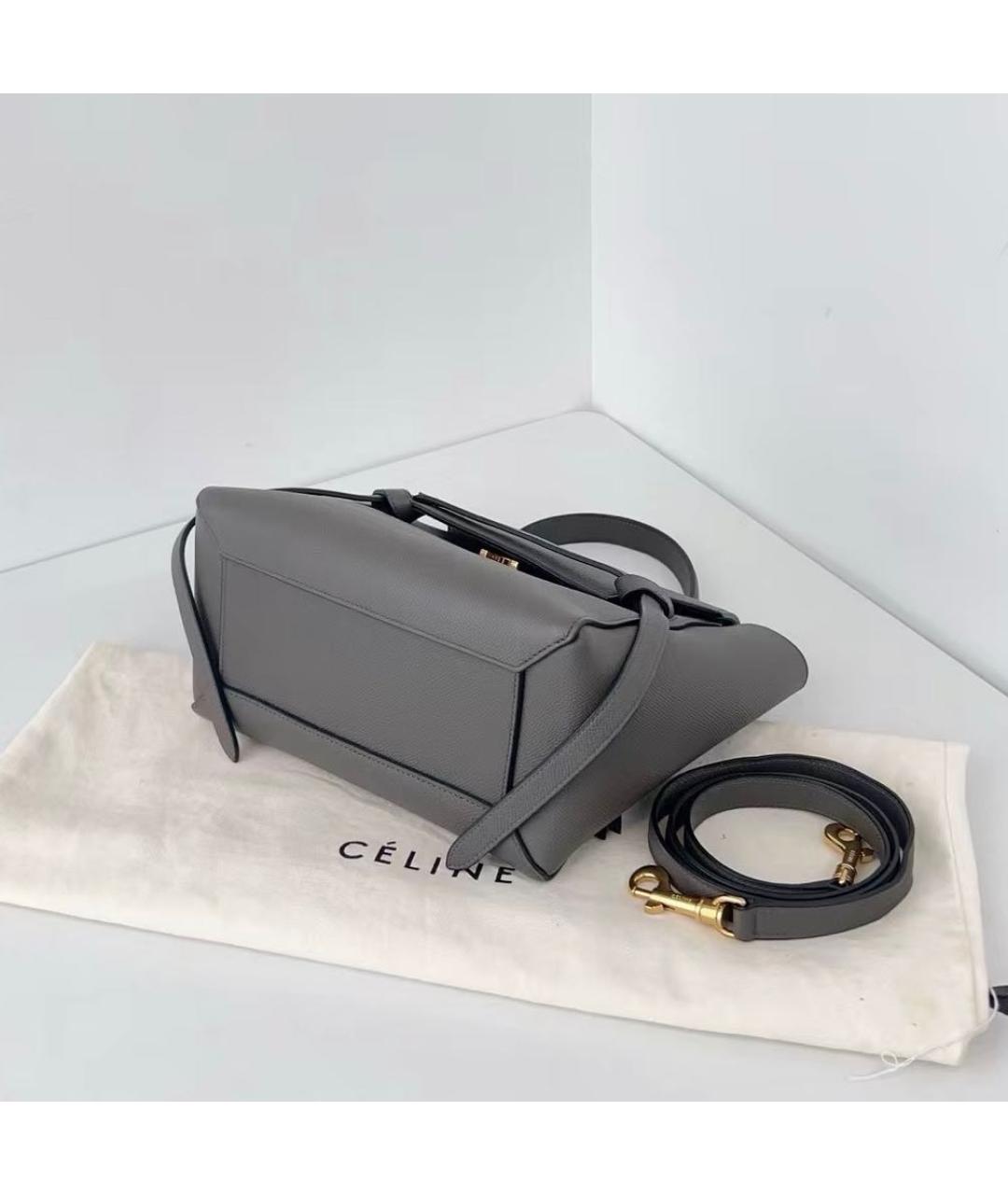 CELINE Антрацитовая кожаная сумка через плечо, фото 7