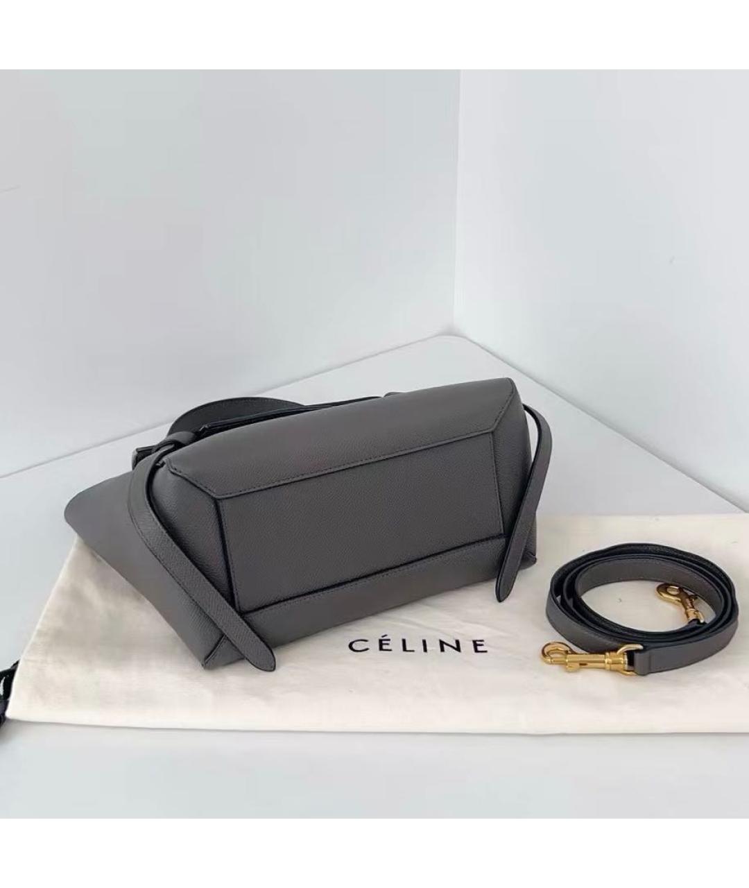 CELINE Антрацитовая кожаная сумка через плечо, фото 6