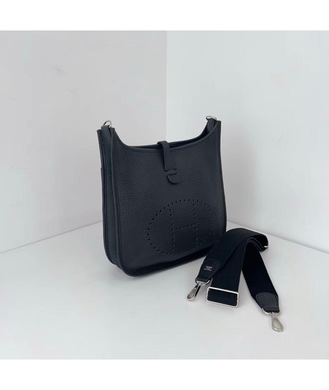 HERMES Черная кожаная сумка тоут, фото 2