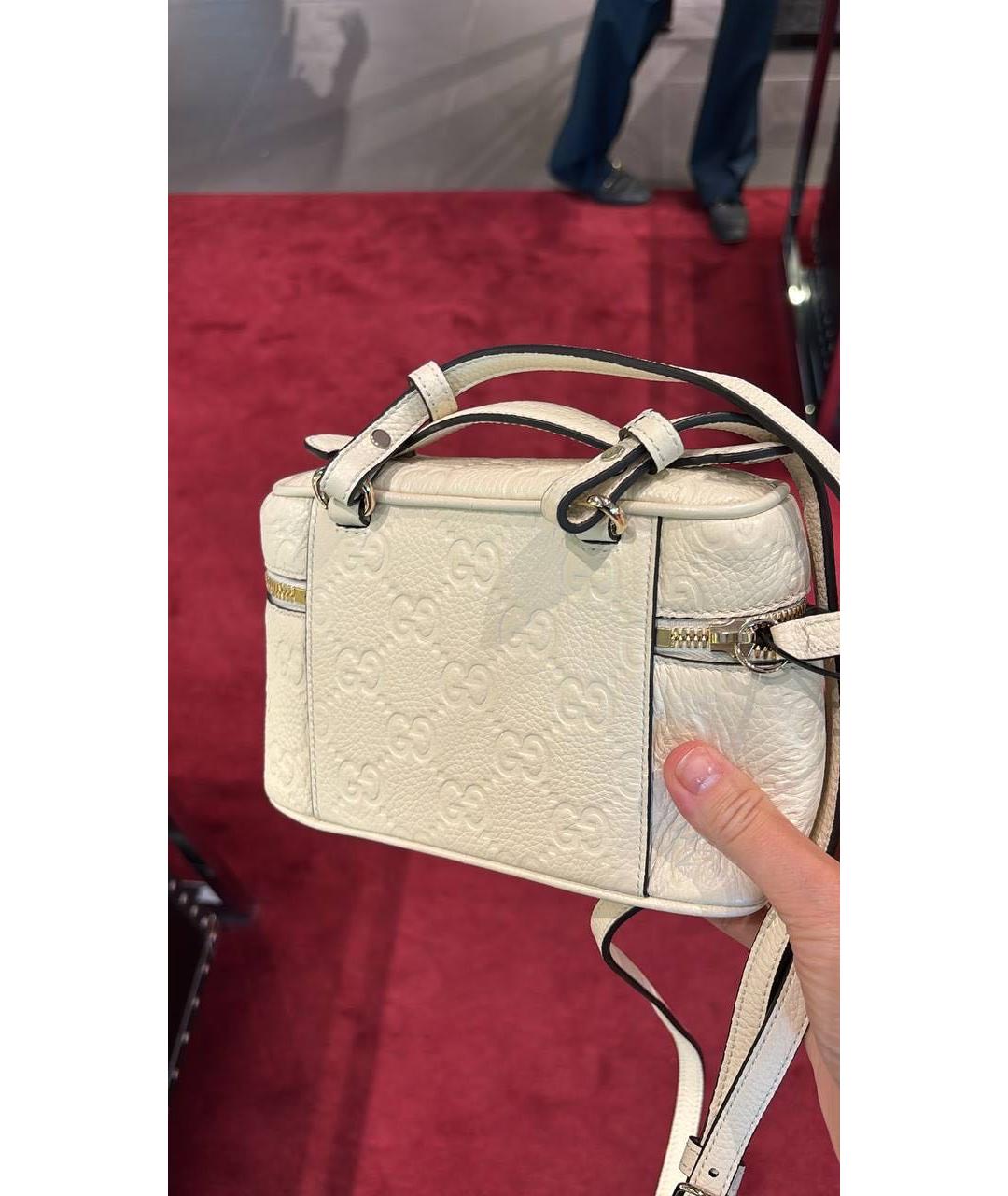 GUCCI Белая кожаная сумка тоут, фото 3
