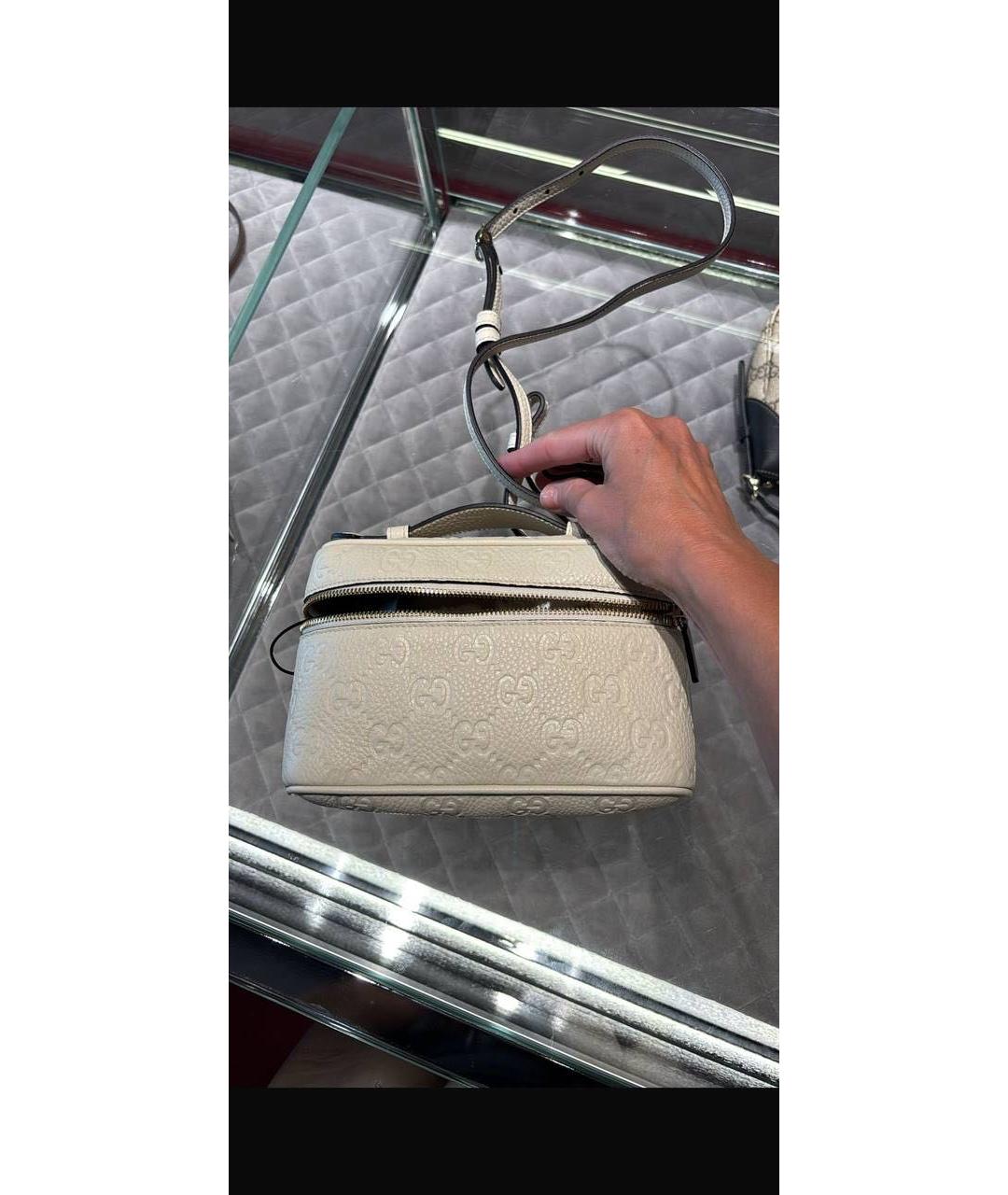 GUCCI Белая кожаная сумка тоут, фото 2