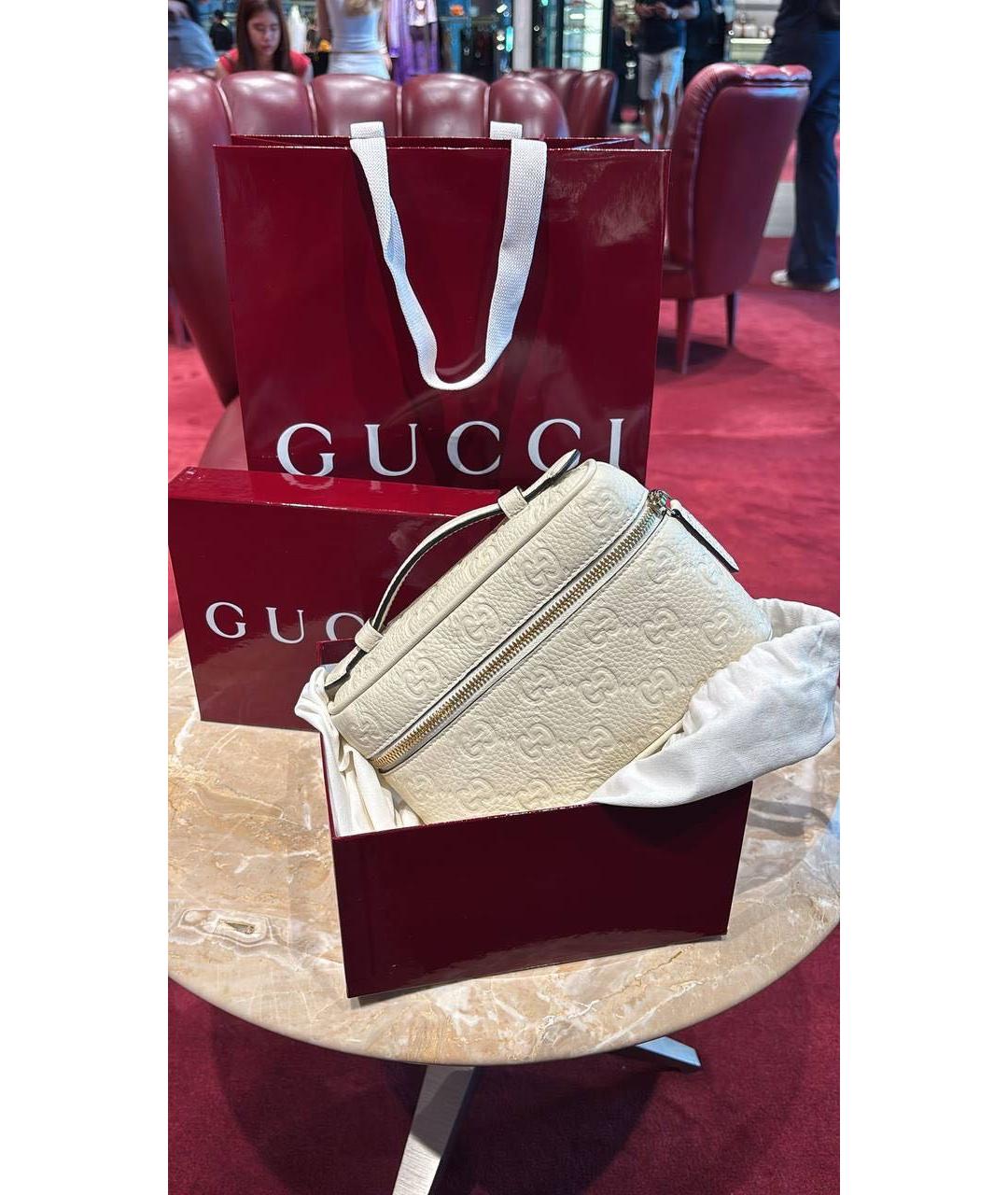 GUCCI Белая кожаная сумка тоут, фото 4