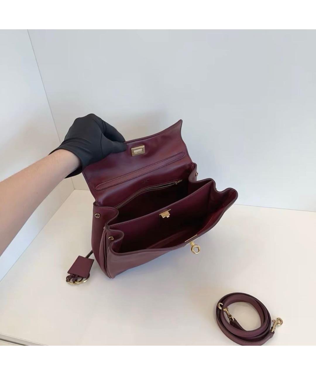 BALENCIAGA Бордовая кожаная сумка тоут, фото 7