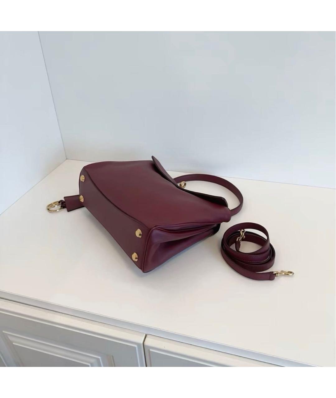 BALENCIAGA Бордовая кожаная сумка тоут, фото 6
