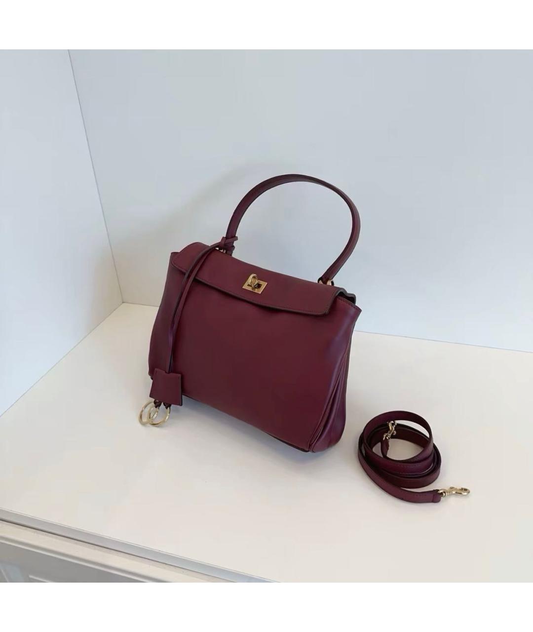 BALENCIAGA Бордовая кожаная сумка тоут, фото 4