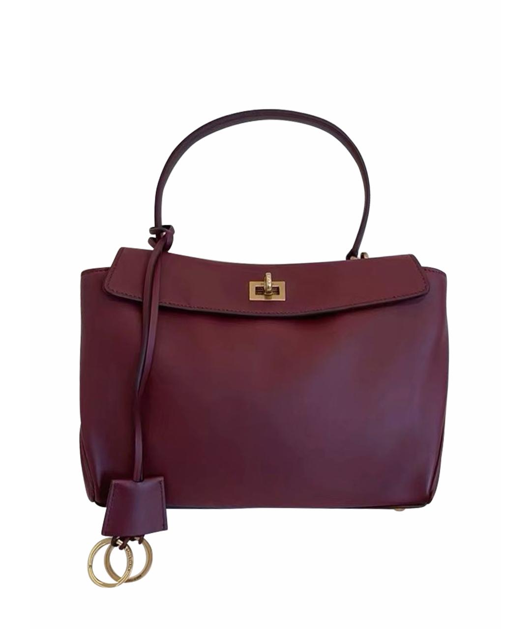 BALENCIAGA Бордовая кожаная сумка тоут, фото 1