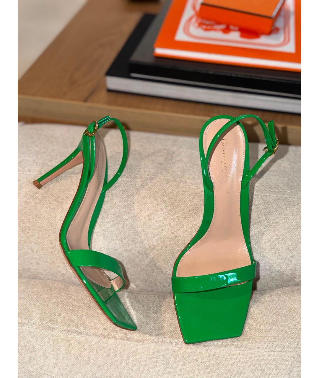 GIANVITO ROSSI Зеленые кожаные босоножки, фото 2