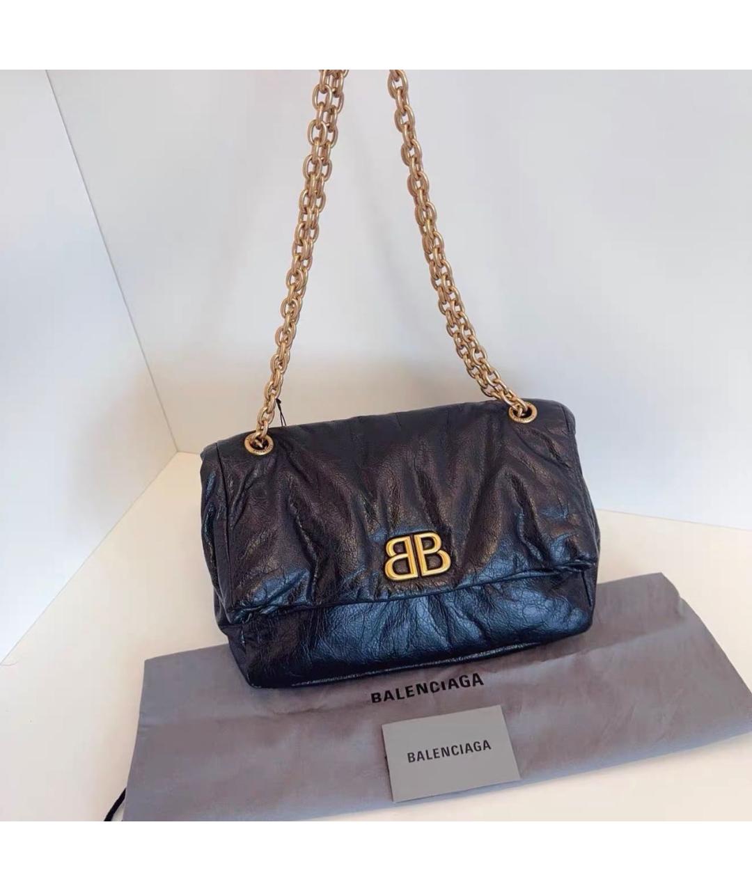 BALENCIAGA Черная кожаная сумка через плечо, фото 6