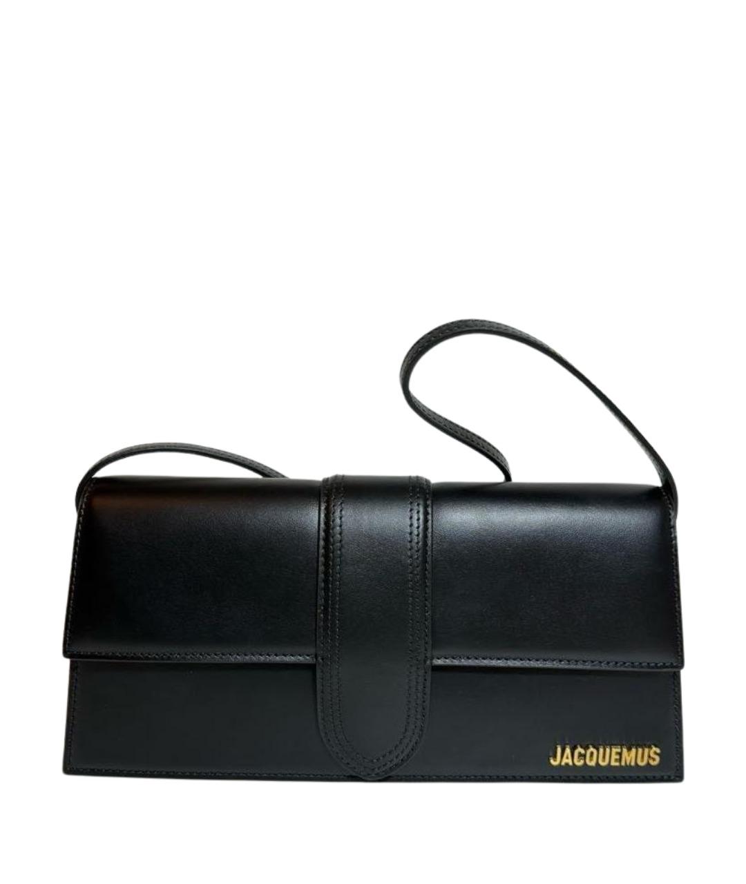 JACQUEMUS Черная кожаная сумка с короткими ручками, фото 1