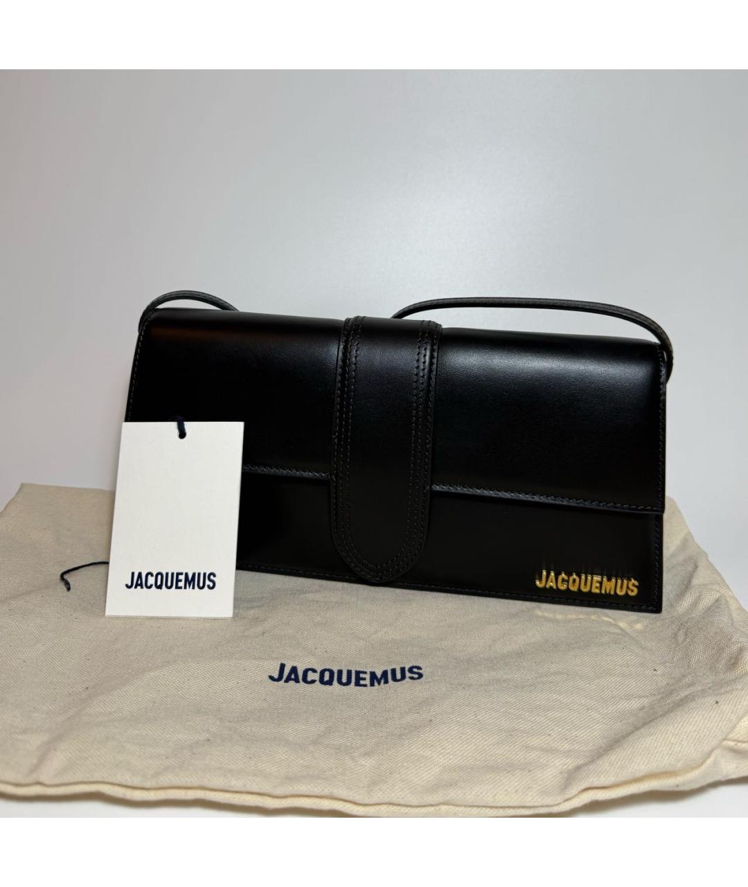 JACQUEMUS Черная кожаная сумка с короткими ручками, фото 6