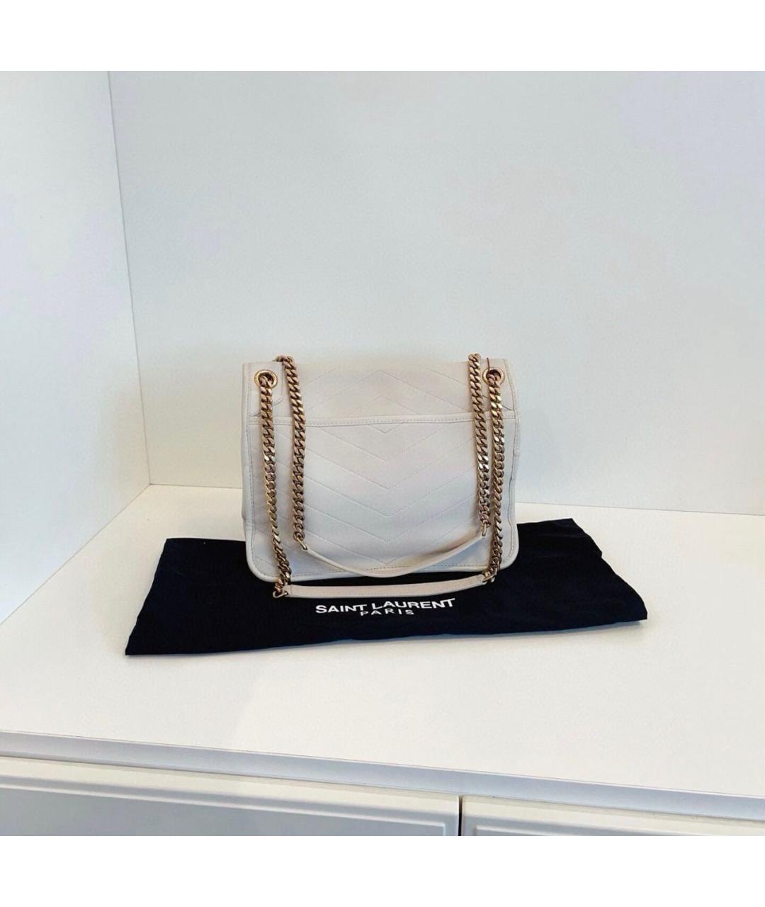 SAINT LAURENT Бежевая кожаная сумка через плечо, фото 2
