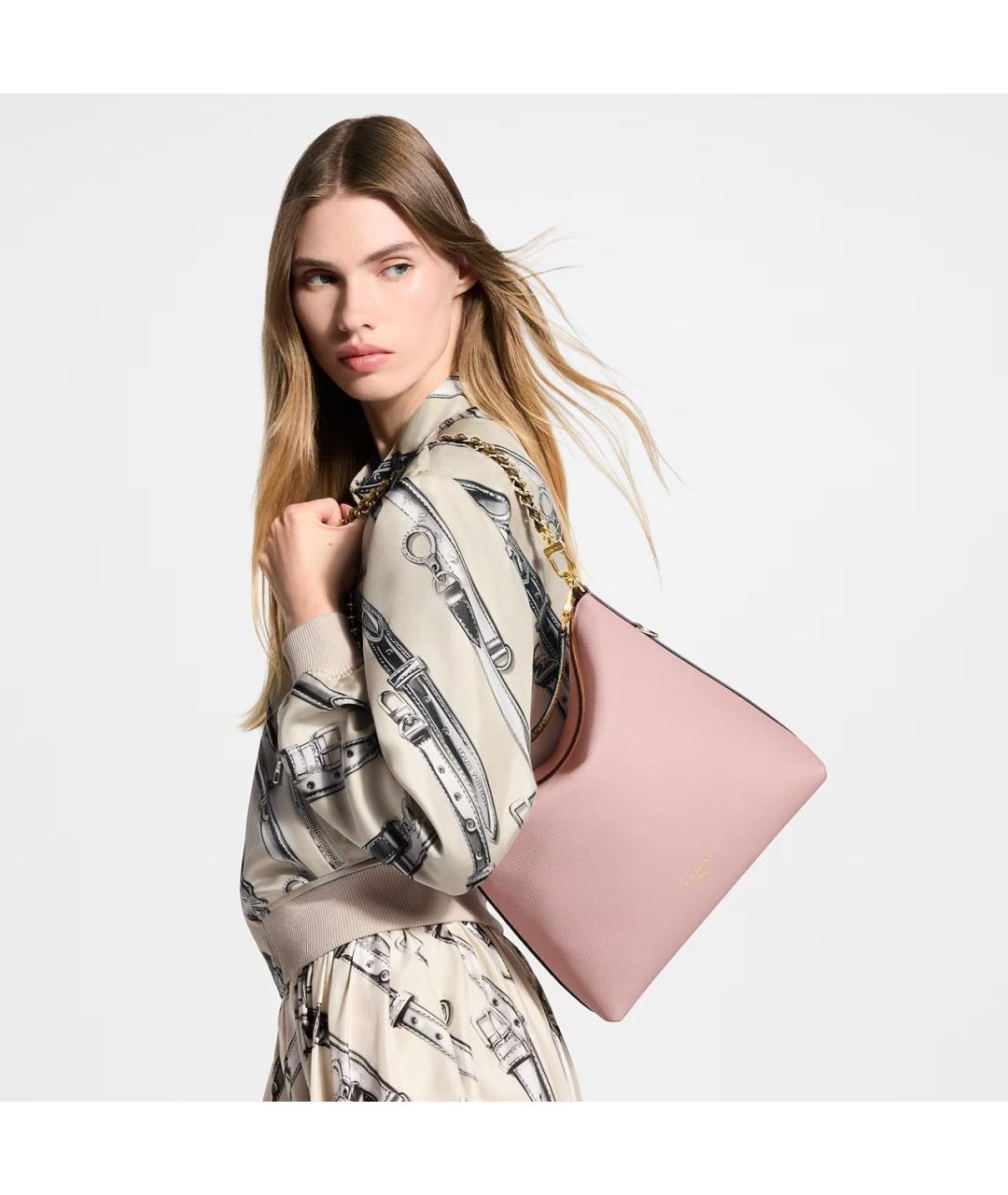 LOUIS VUITTON Розовая кожаная сумка с короткими ручками, фото 5