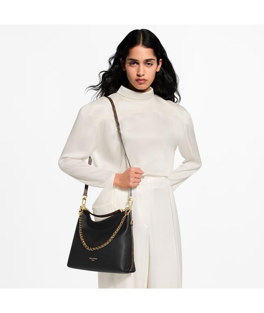 LOUIS VUITTON Черная кожаная сумка тоут, фото 5