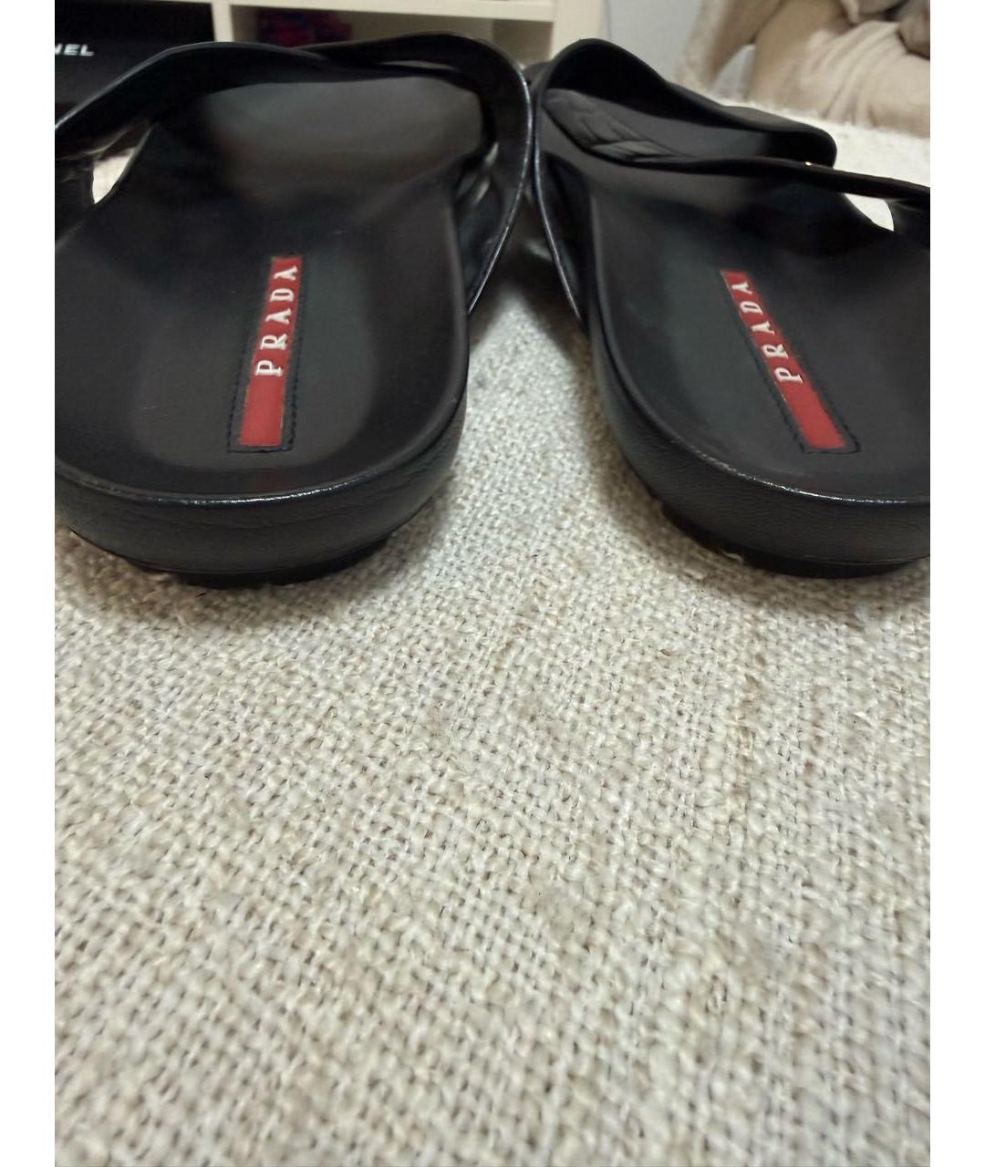 PRADA Черные шлепанцы из кожи крокодила, фото 3