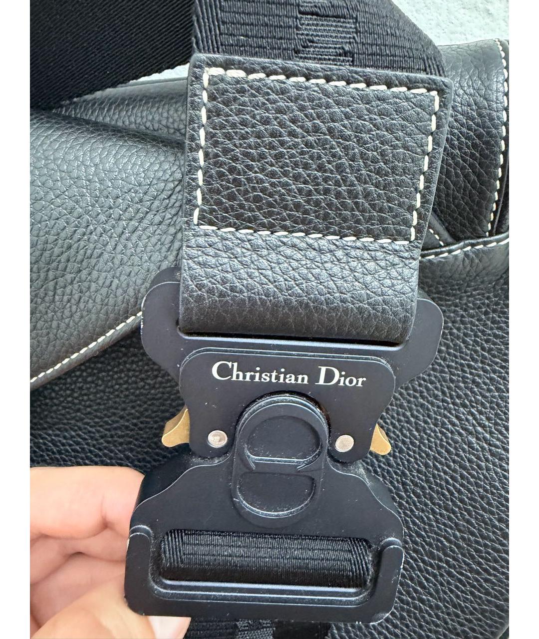 CHRISTIAN DIOR Черная кожаная сумка на плечо, фото 3