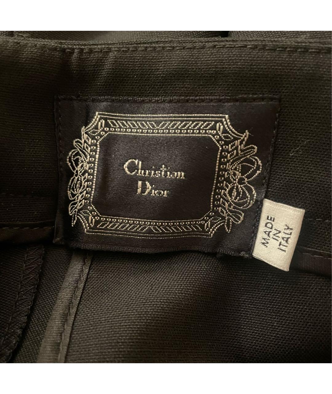 CHRISTIAN DIOR Черные шерстяные прямые брюки, фото 4