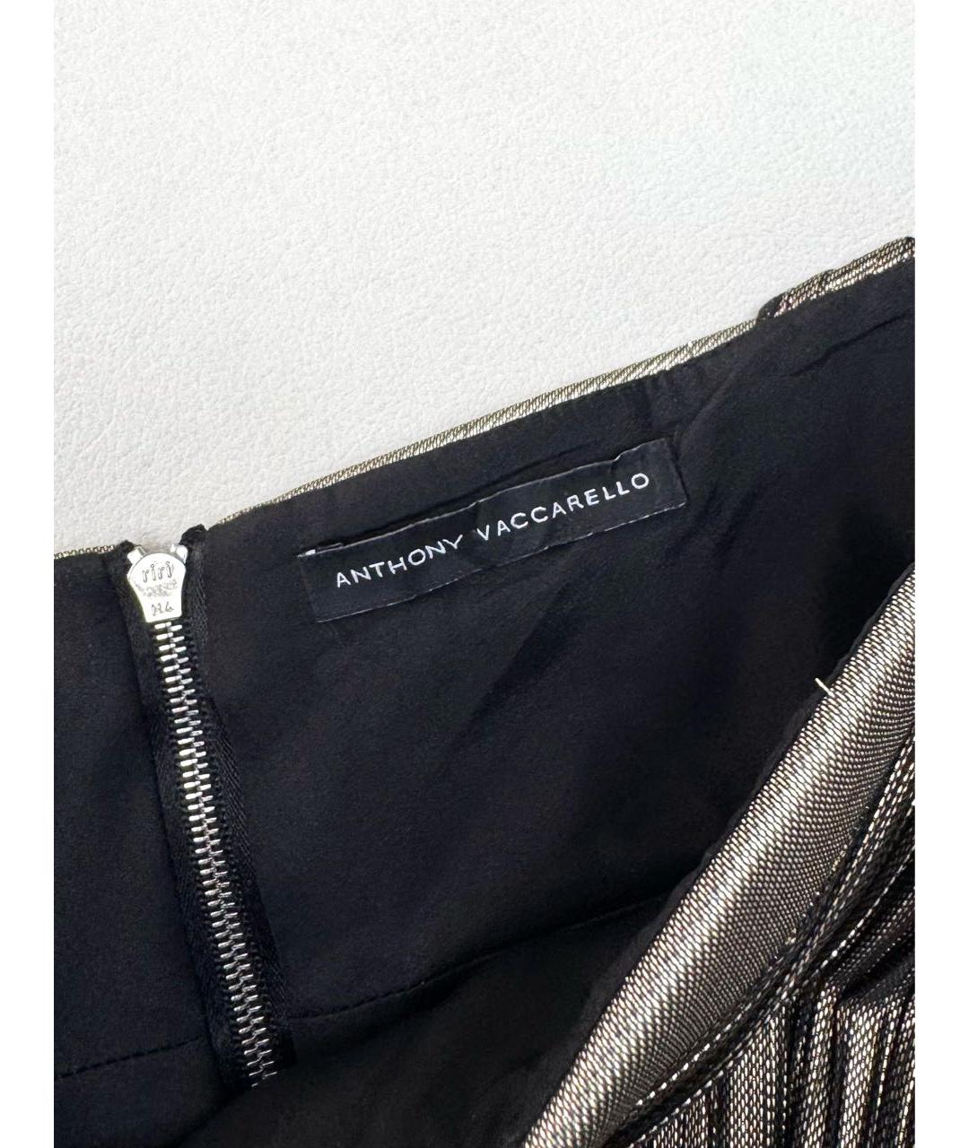 ANTHONY VACCARELLO Золотая шелковая юбка мини, фото 3